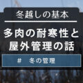 【気温別】冬の屋外管理と、その対策